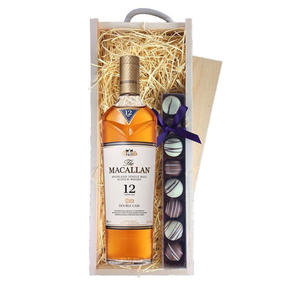 Macallan Double Cask 12 Year Whisky & Truffles, Wooden Box